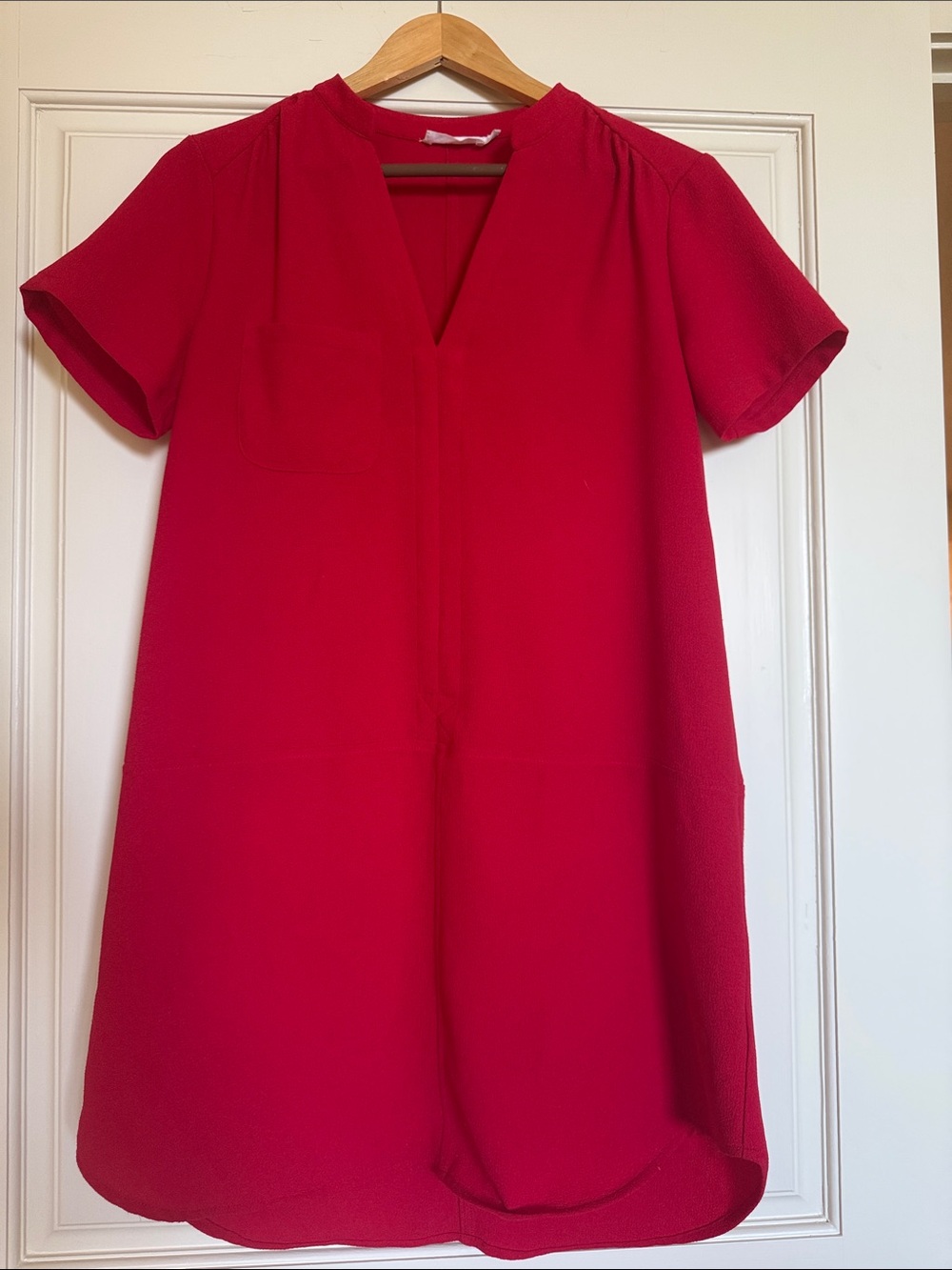 Lush Red Short-Sleeve V-Neck Mini Dress